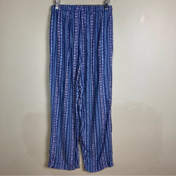 Vintage baja pajama pants medium patterned indigo loose fit lagenlook - Picture 6 of 11